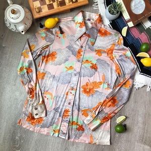 Vintage 1970’s blouse with Japanese inspired print